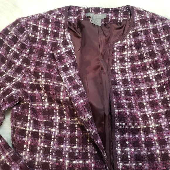 Ann Taylor Purple Tweed Open Blazer Acrylic WOOL - Picture 3 of 10